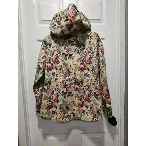 Margot Floral Hooded Full Zip Snap Button Coat Jacket With Pockets Size XSMALL - Picture 14 of 16